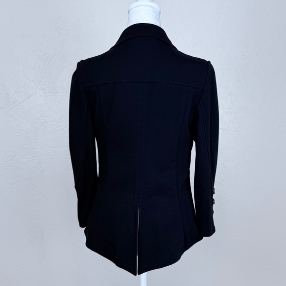 Diane Von Furstenberg Black Stretch Knit Blazer w/ Cropped Sleeves Size 8 - Picture 4 of 9
